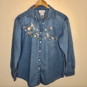 Vintage Casey & Max Embroidered Button Down Shirt